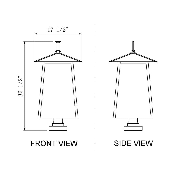 Rainer Outdoor Lantern Post Light - line drawing.