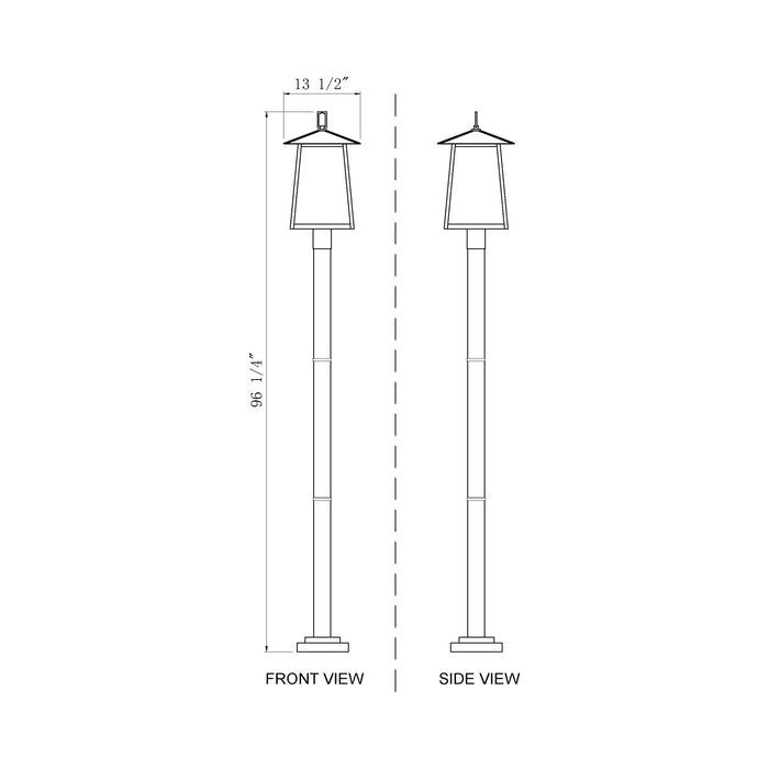 Rainer Outdoor Lean Post Light - line drawing.