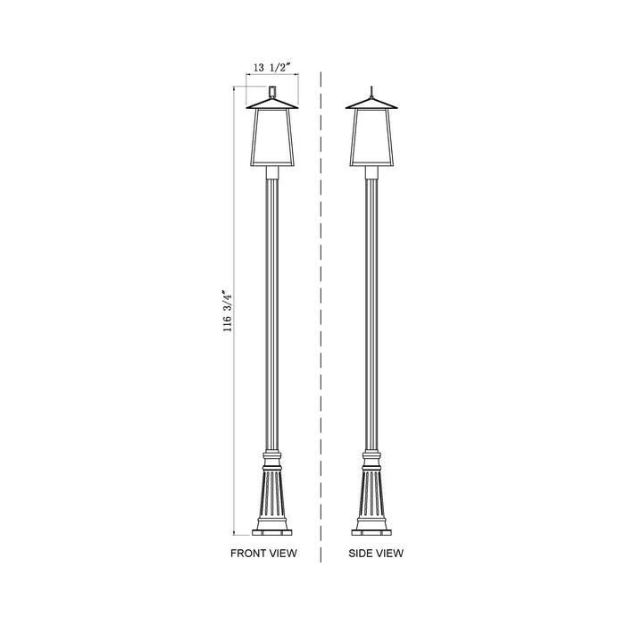 Rainer Outdoor Post Light - line drawing.