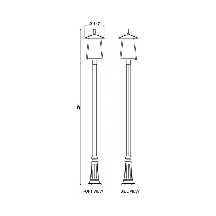 Rainer Outdoor Post Light - line drawing.