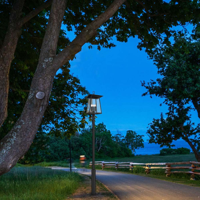 Rainer Outdoor Round Post Light in Outside Area.