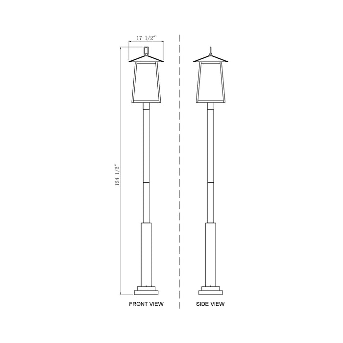 Rainer Outdoor Round Post Light - line drawing.