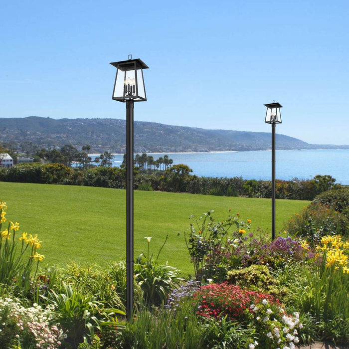 Rainer Outdoor Sleek Post Light in Outside Area.