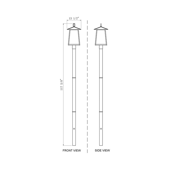 Rainer Outdoor Sleek Post Light - line drawing.