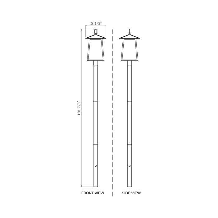 Rainer Outdoor Sleek Post Light - line drawing.