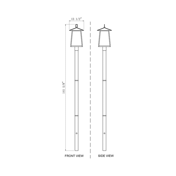 Rainer Outdoor Sleek Post Light - line drawing.