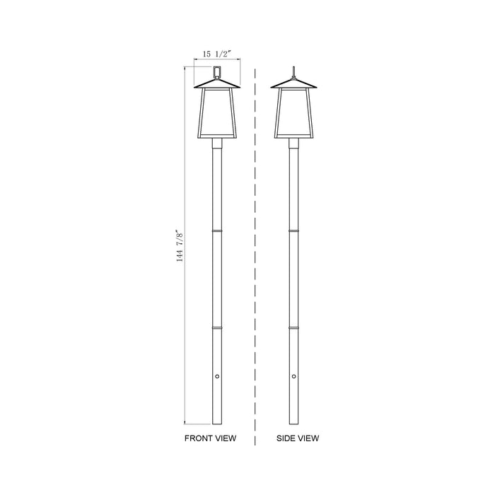 Rainer Outdoor Sleek Post Light - line drawing.