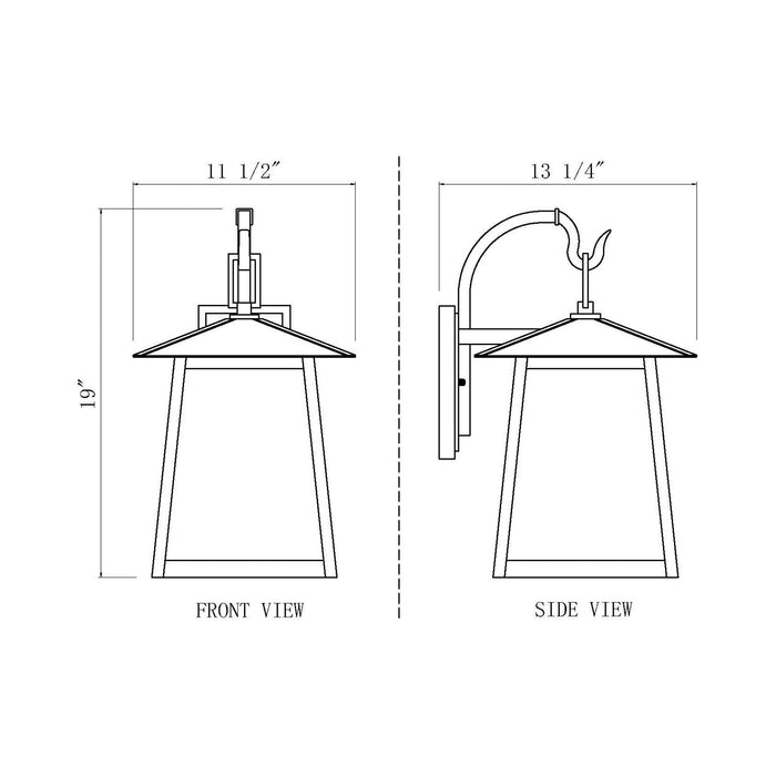 Rainer Outdoor Wall Light - line drawing.