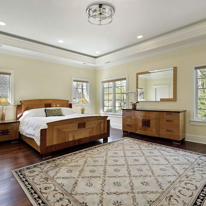 Savannah Flush Mount Ceiling Light in bedroom.