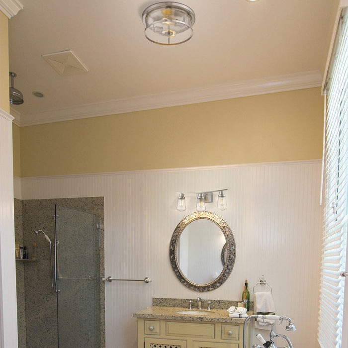 Savannah Flush Mount Ceiling Light in bathroom.