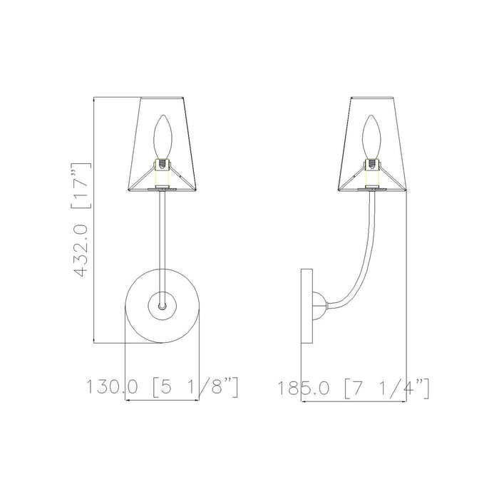 Shannon Wall Light - line drawing.