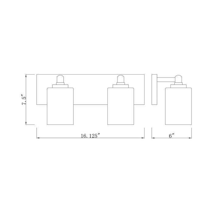 Soledad Bath Vanity Light - line drawing.