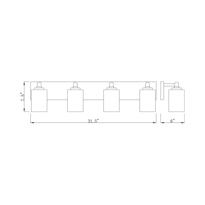 Soledad Bath Vanity Light - line drawing.