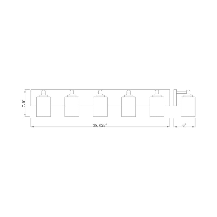 Soledad Bath Vanity Light - line drawing.