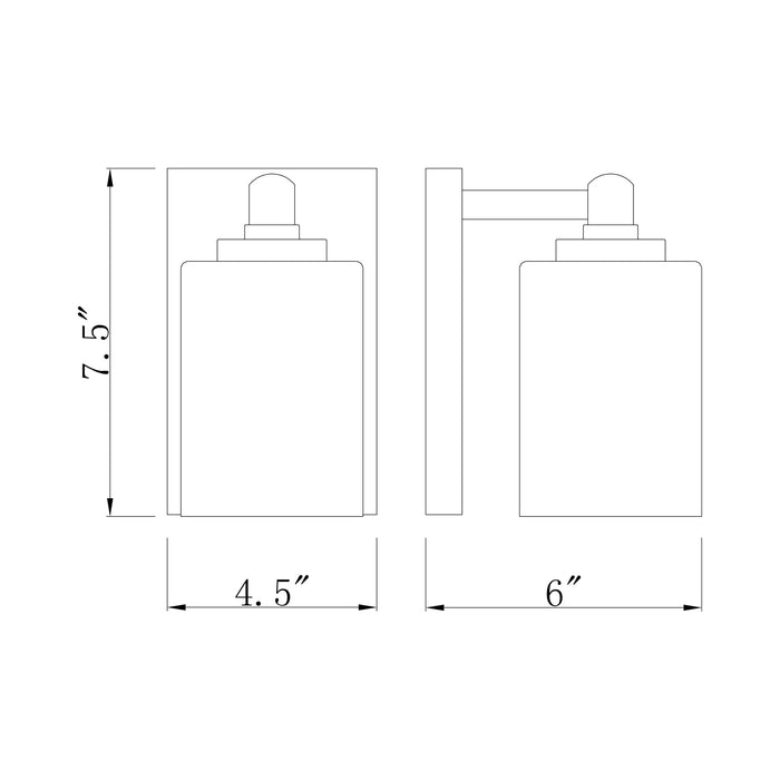 Soledad Bath Wall Light - line drawing.