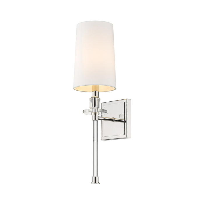 Sophia Wall Light in Polished Nickel/White.