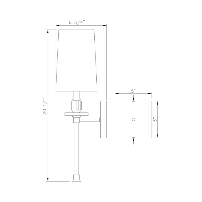 Sophia Wall Light - line drawing.