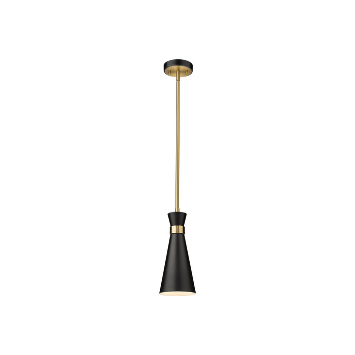 Soriano Pendant Light in Matte Black/Heritage Brass (5.3-Inch).