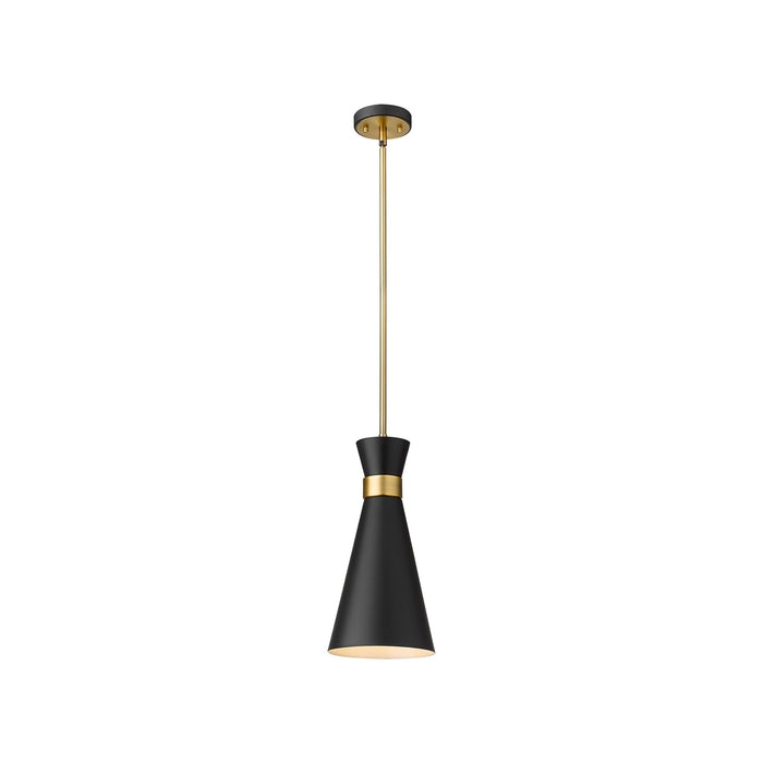 Soriano Pendant Light in Matte Black/Heritage Brass (8-Inch).