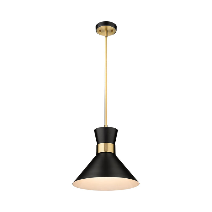 Soriano Pendant Light in Matte Black/Heritage Brass (13.2-Inch).