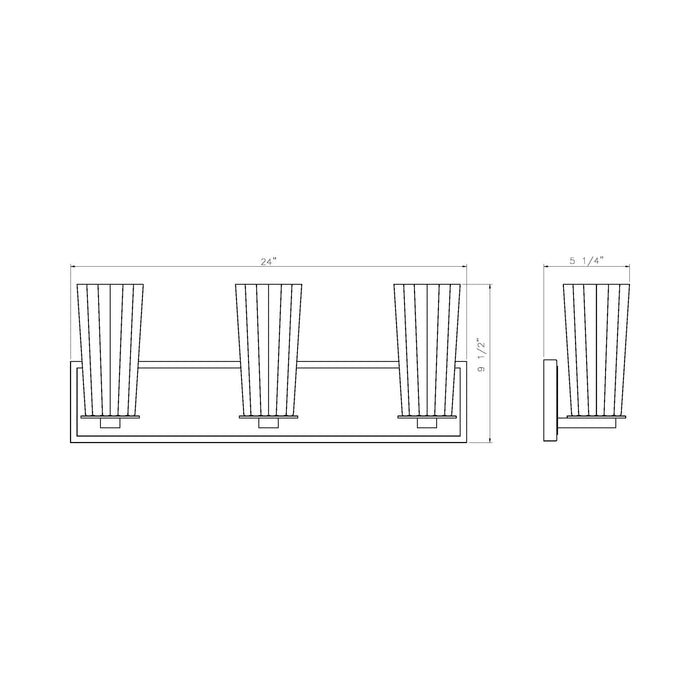 Titus Bath Vanity Light - line drawing.