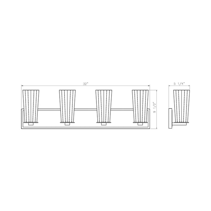 Titus Bath Vanity Light - line drawing.