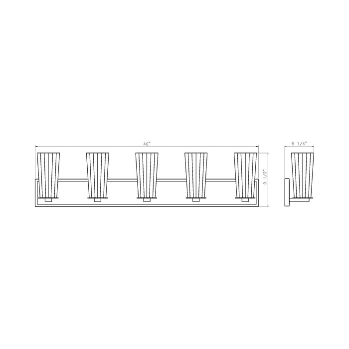 Titus Bath Vanity Light - line drawing.