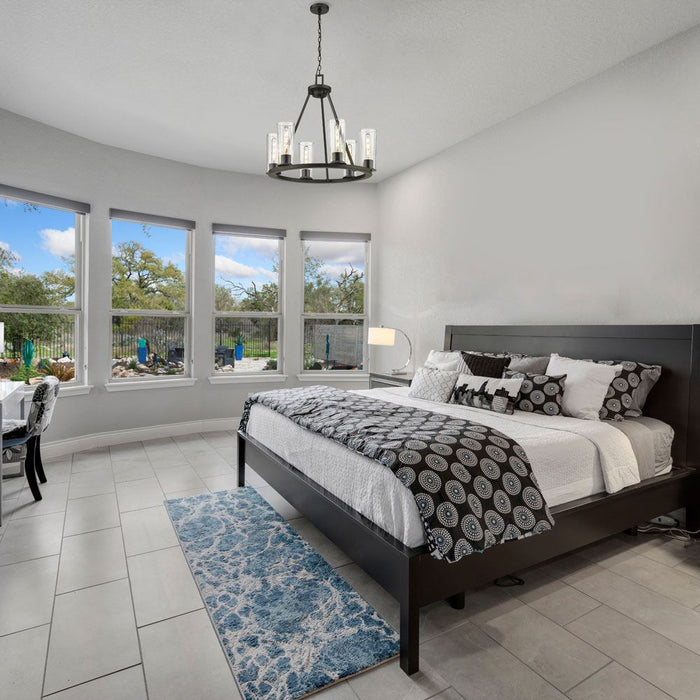 Titus Chandelier in bedroom.