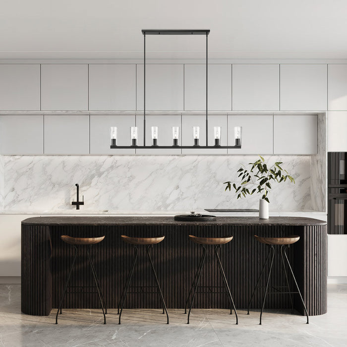 Titus Linear Chandelier in kitchen.