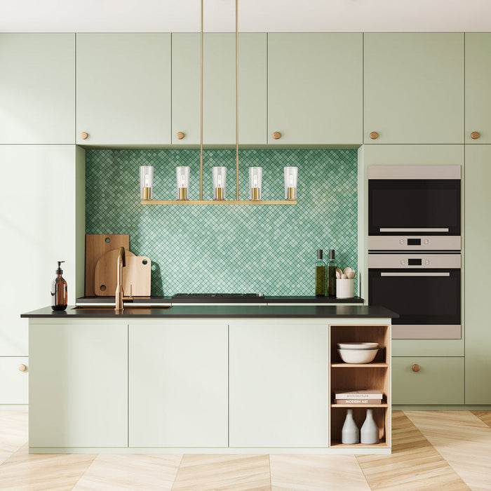 Titus Linear Chandelier in kitchen.