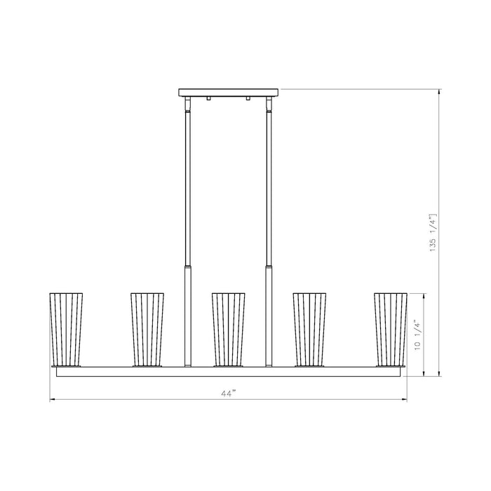 Titus Linear Chandelier - line drawing.