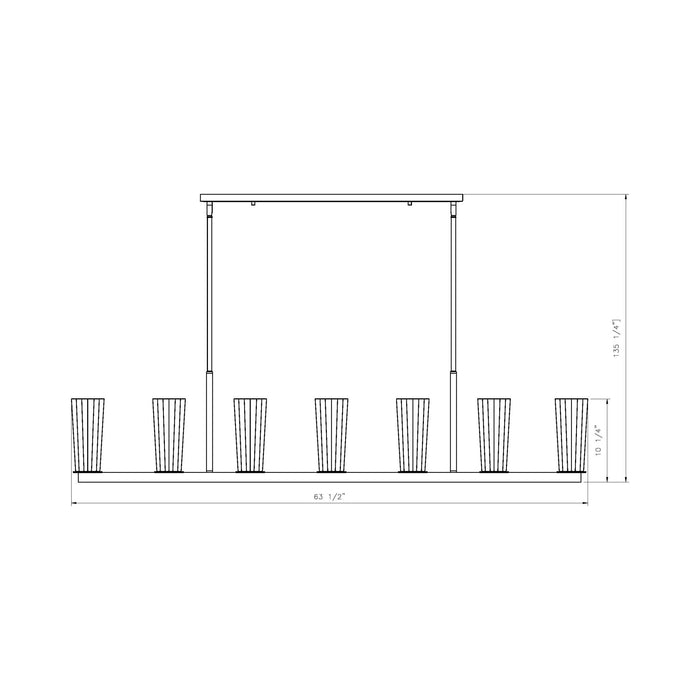 Titus Linear Chandelier - line drawing.