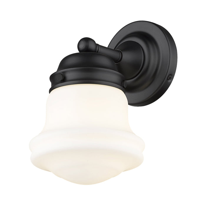 Vaughn Bath Wall Light in Matte Black/Matte Opal.