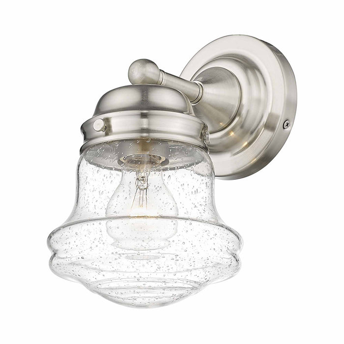 Vaughn Bath Wall Light in Brushed Nickel/Clear Seedy.