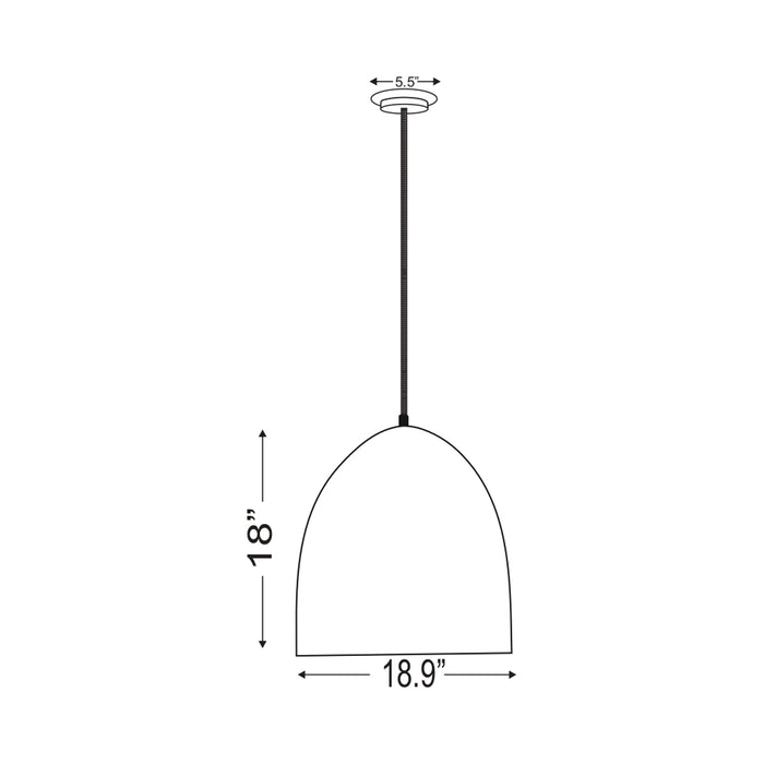 Z-Studio Dome Pendant Light - line drawing.