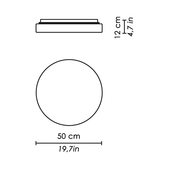 Drum Bayonet Ceiling/Wall Light - line drawing.