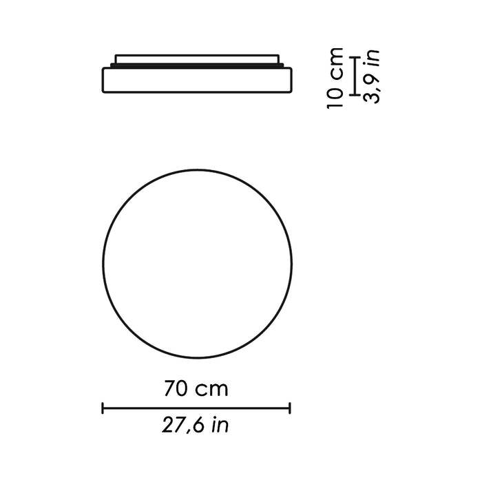 Drum Bayonet Ceiling/Wall Light - line drawing.