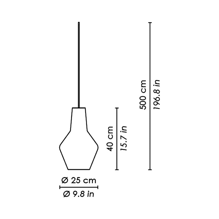 Romeo Pendant Light - line drawing.