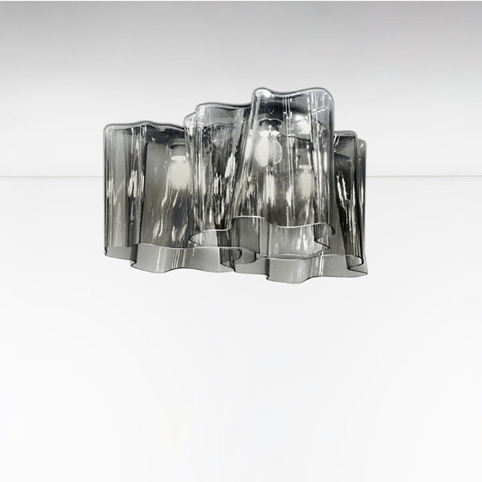Logico Semi-Flush Mount Ceiling Light in Grey Smoke /Pale Grey/Mini Ceiling Triple Nested.