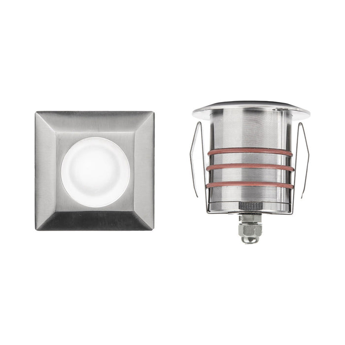 2 Inch Square LED Inground Light in Stainless Steel (Clear Lens).