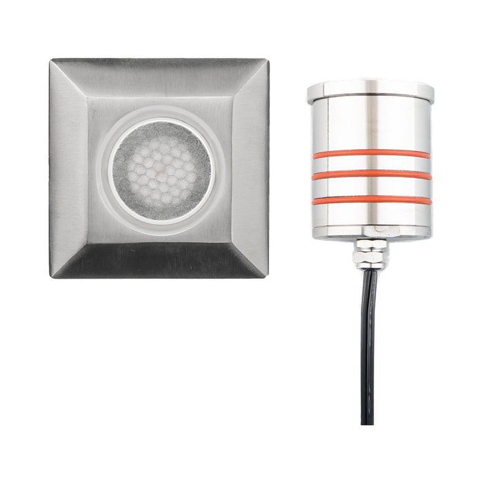 2 Inch Square LED Inground Light in Stainless Steel (Honeycomb Lens).