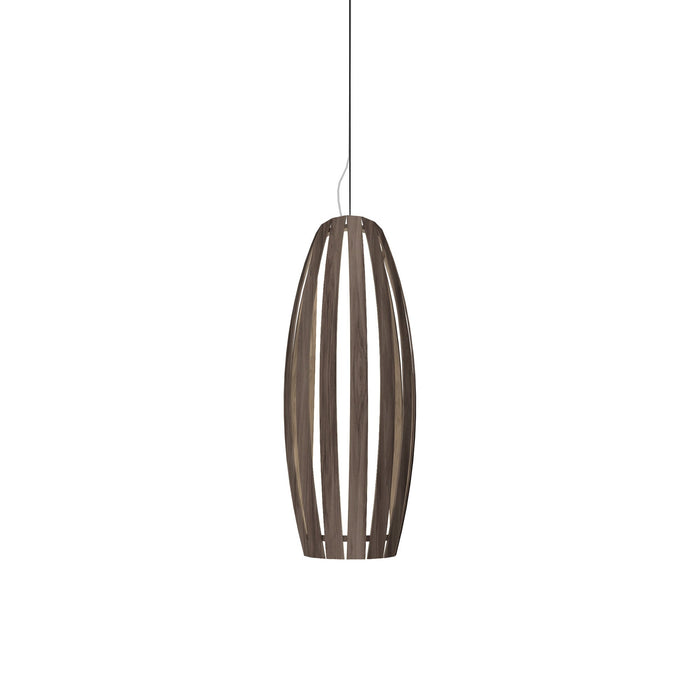 Barrel LED Vertical Pendant Light in American Walnut (Small).