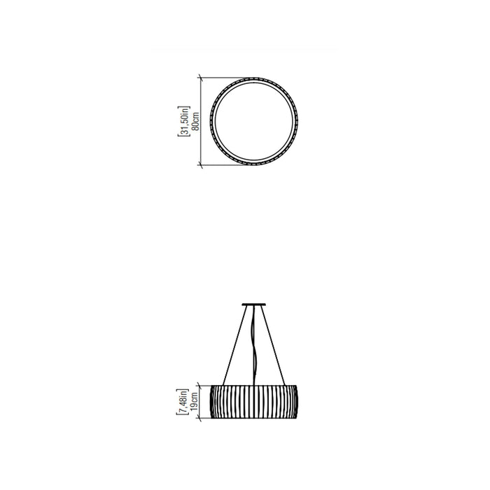 Barril LED Drum Pendant Light - line drawing.