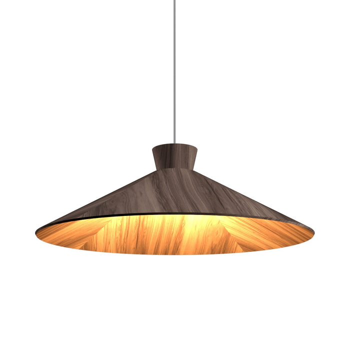 Conical Pendant Light in American Walnut (25.2-Inch).