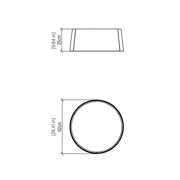 Conical LED Flush Mount Ceiling Light - line drawing.