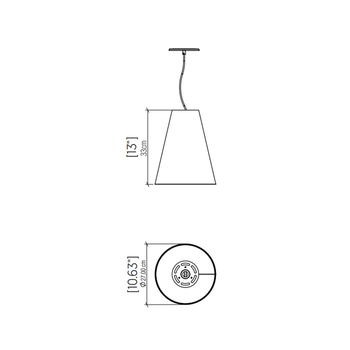 Conical Simple Pendant Light - line drawing.