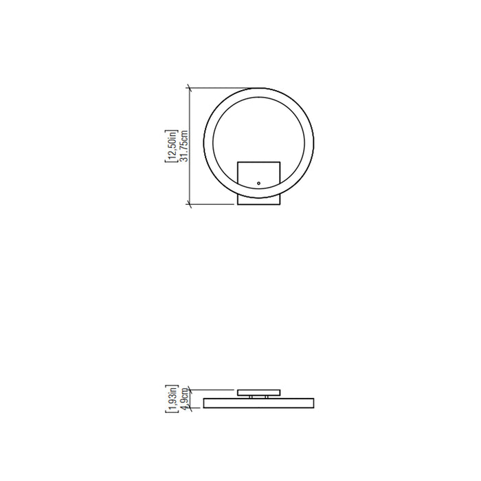 Frame LED Wall Light - line drawing.