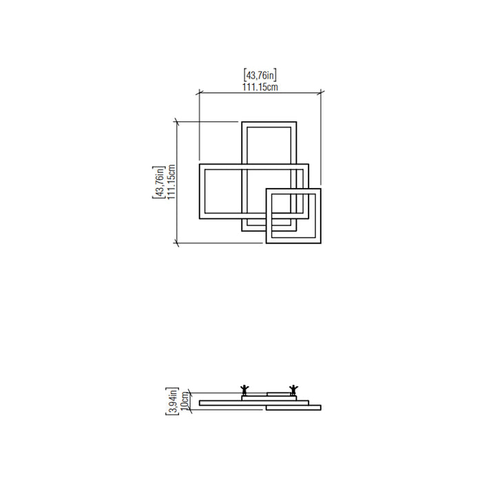 Frame Square LED Ceiling / Wall Light - line drawing.