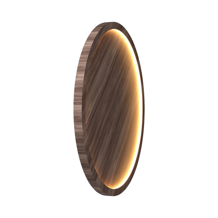 Naiá Round LED Wall Light in American Walnut (Large).