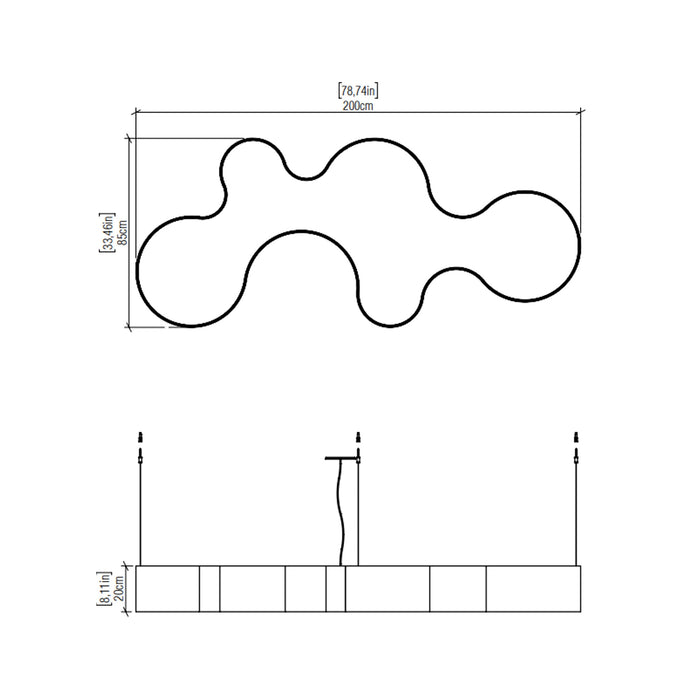 Organico LED Pendant Light - line drawing.